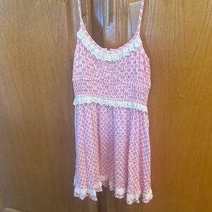 Pink and White Floral Sundress Size Small
